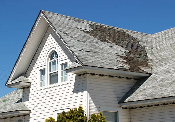 damaged Allentown roof showing common roof damage causes