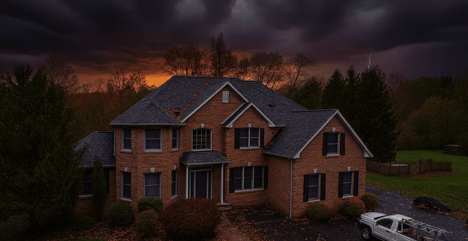 Example of storm chaser roofing after a fall storm in Lehigh Valley