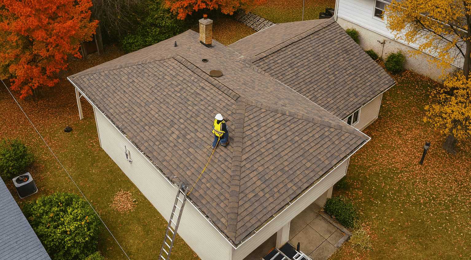 Roof inspection in Catasauqua during fall storm preparation