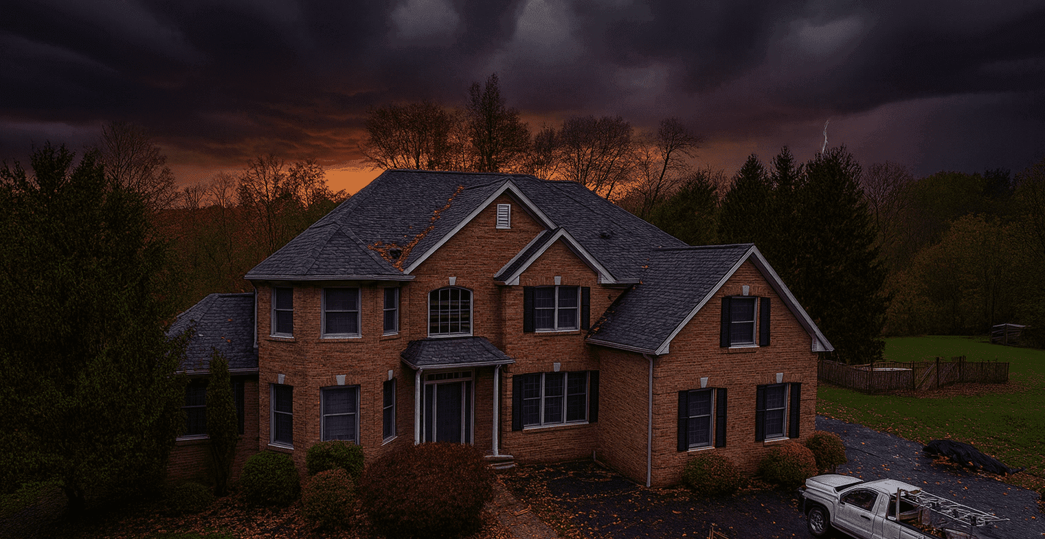 Example of storm chaser roofing after a fall storm in Lehigh Valley